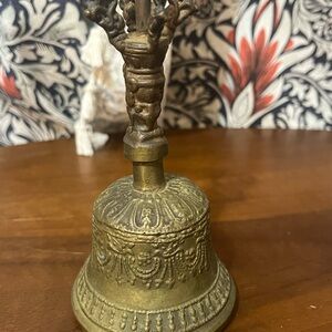 Tibetan Buddhist Bell Ghanta w Dorje Handle Metal Ritual Vajra Bell